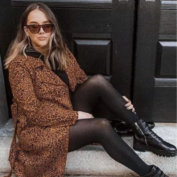 MODA ME COUTURE Jackets & Blazers - CLASSIC vegan suede Leopard Print Trench coat jack